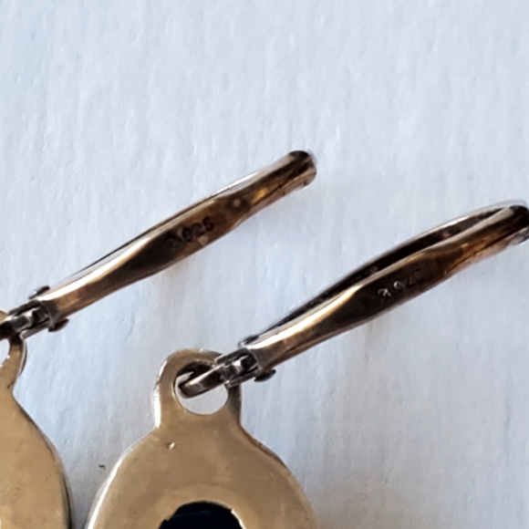 925 Sterling Silver Blue Topaz Dangle Earrings - Picture 4 of 7